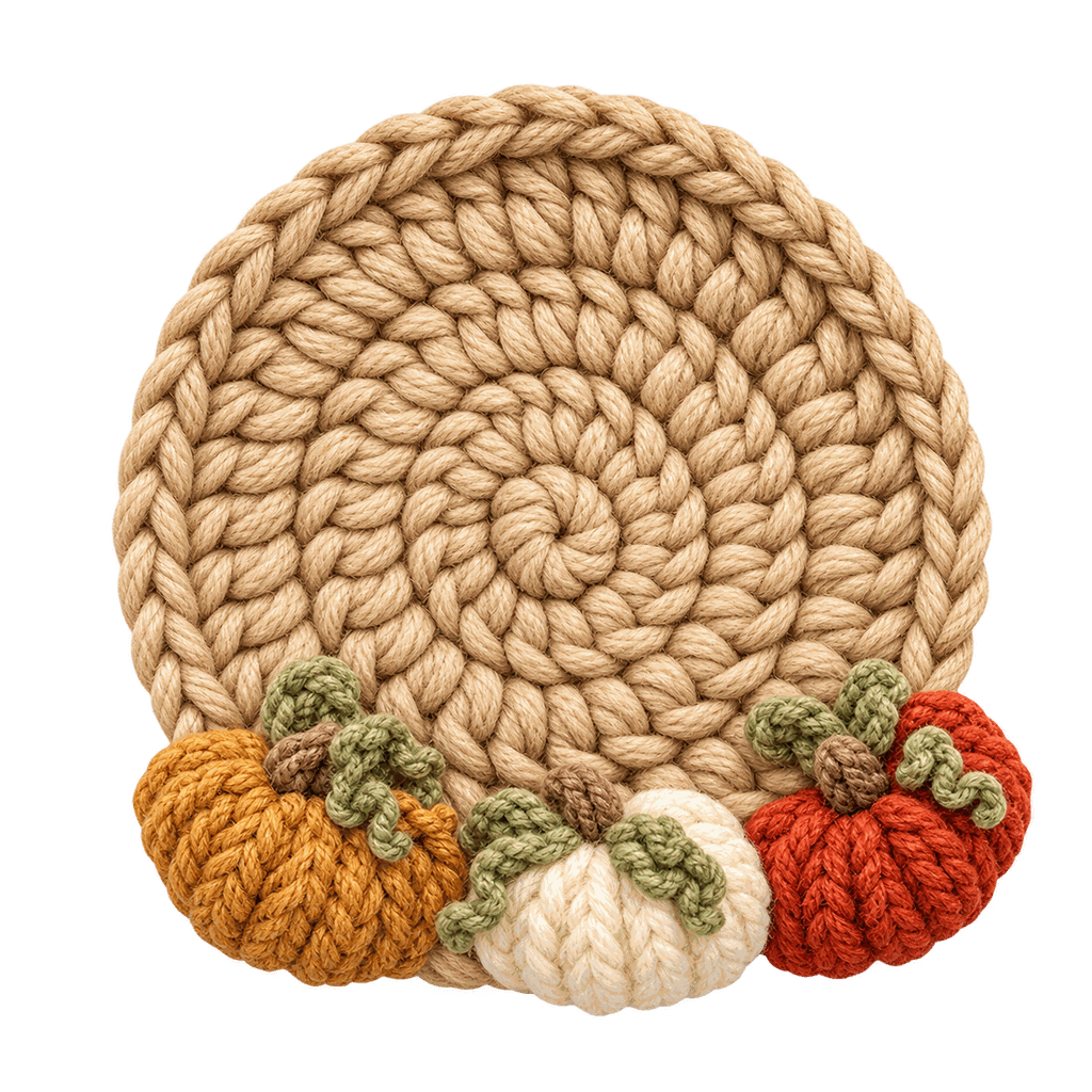 Pumpkin patch crochet coaster